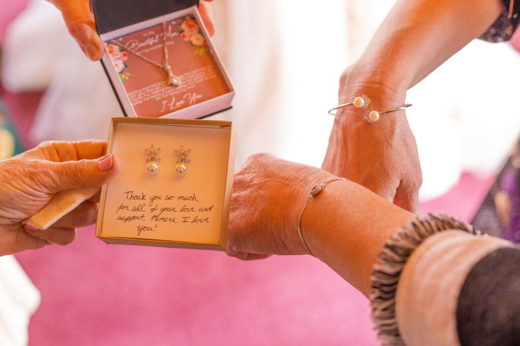The bride's present to her mother and grandmother before her wedding day.