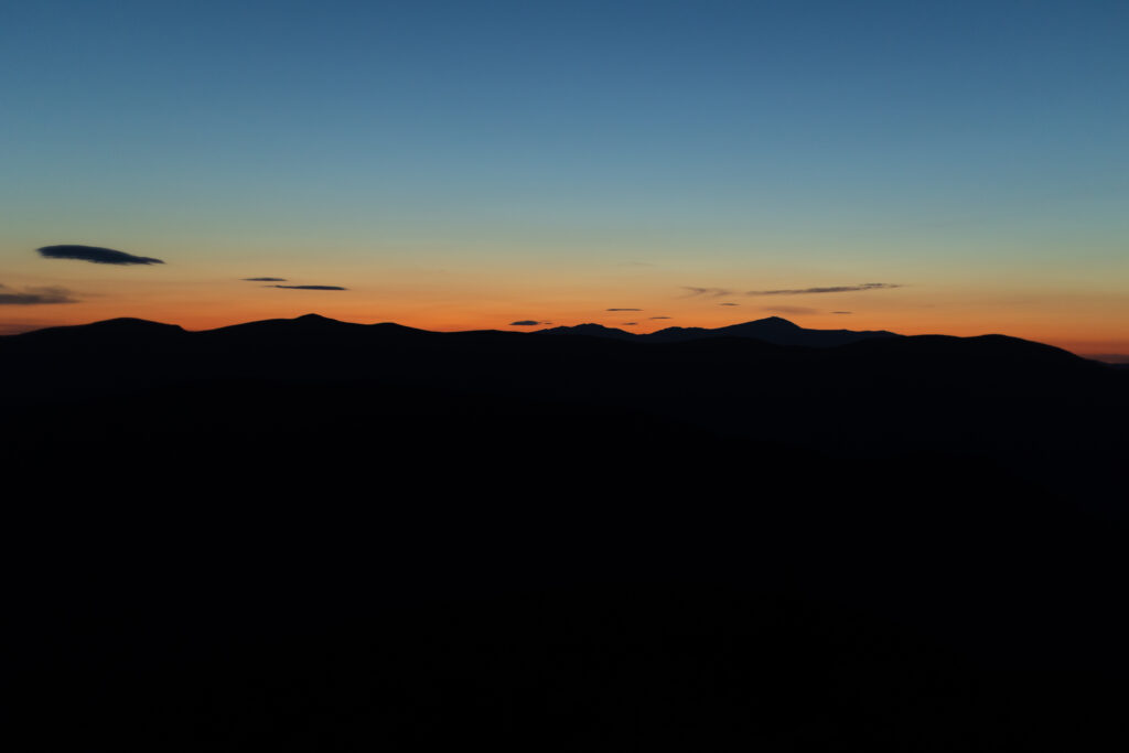 Sunrise over the White Mountains of New Hampshire.