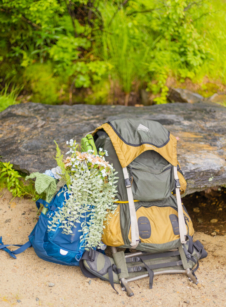 The married couple's back packs contained all of their details for their elopement in New Hampshire.
