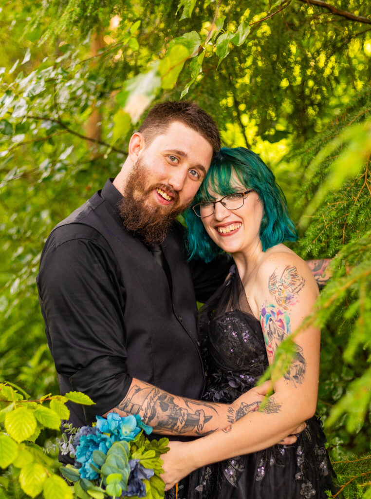 A forest wedding venue in NH is where Austin and Skyler got married. 