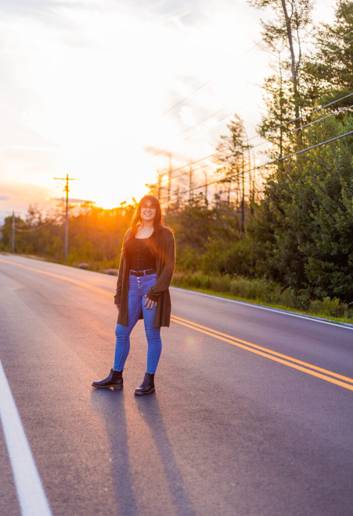 open road senior session in the White Mountains of NH