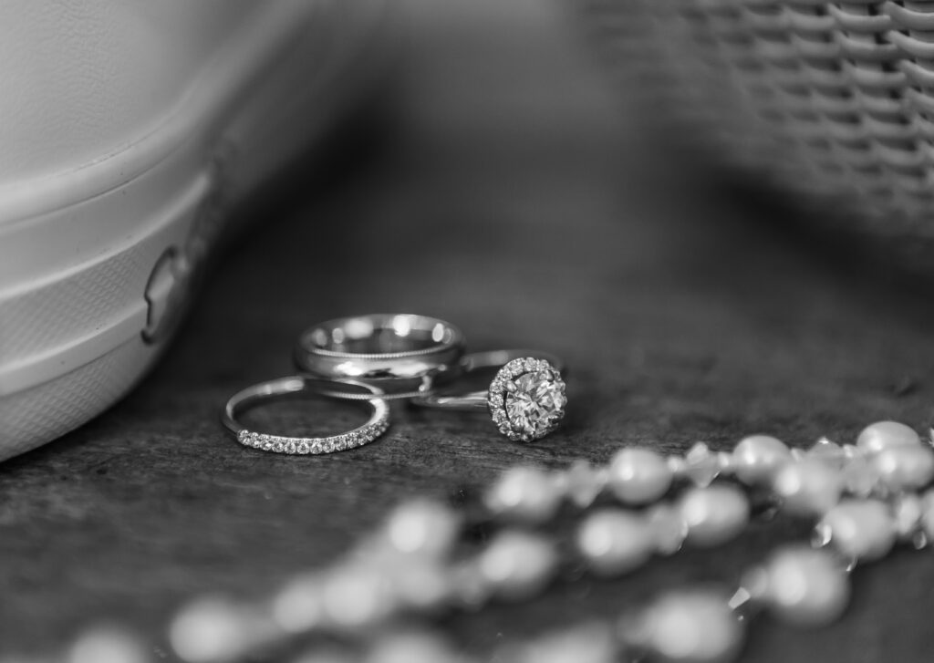 Engagement rings laid out for detail shots