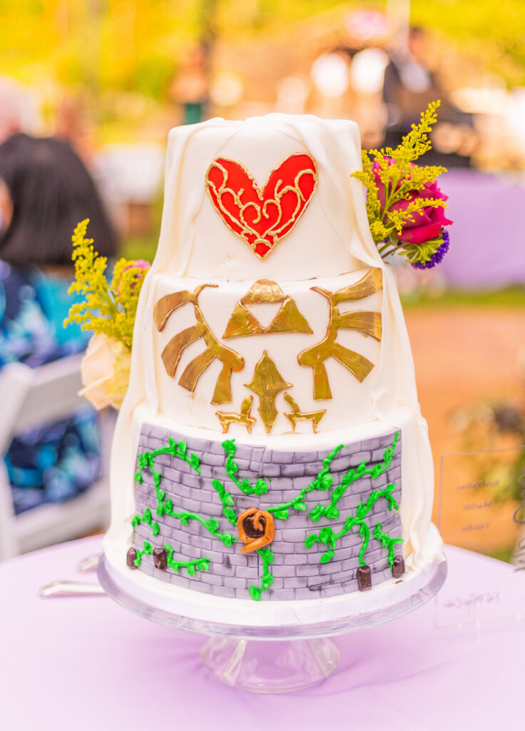 Zelda themed wedding cake.