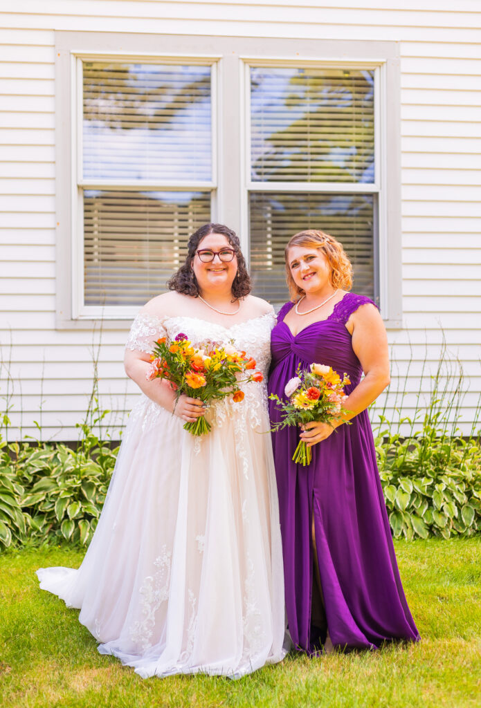 The bride and her maid of honor at their Nh wedding.