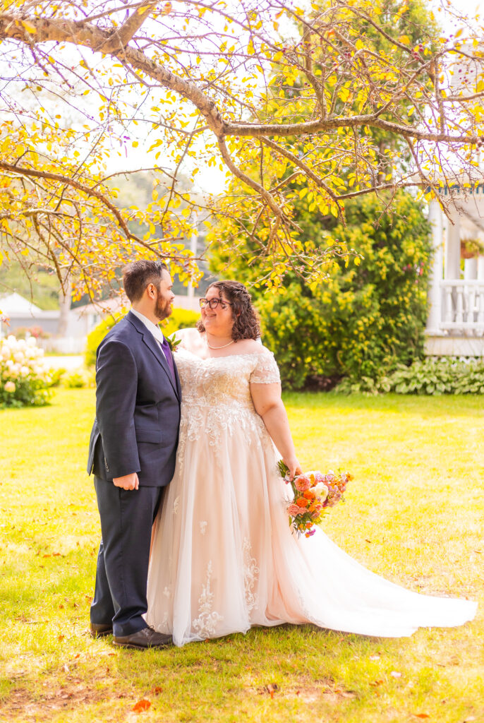 A bride and groom at their Hampton New Hampshire Wedding.