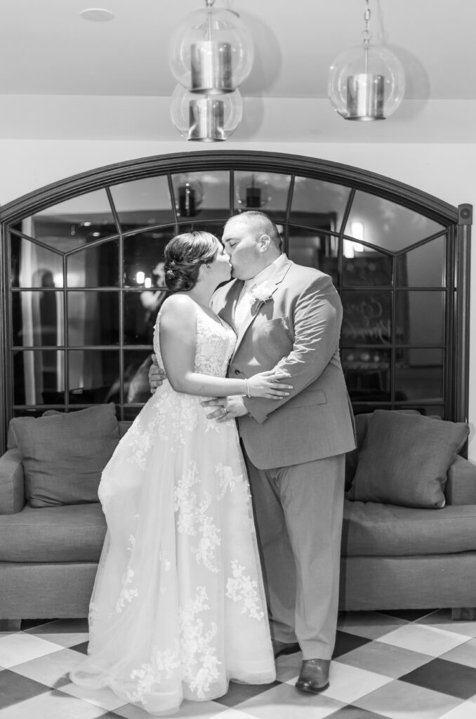 Bride and groom outside the bridal suite at the Granite Rose.