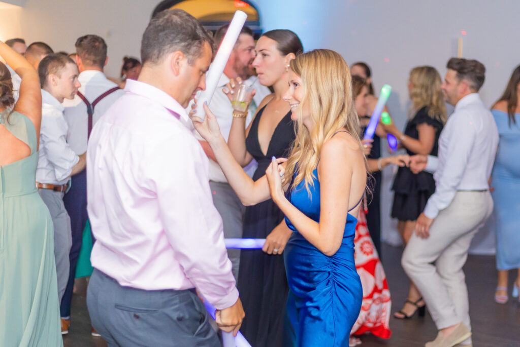 Wedding guests dancing the night away.