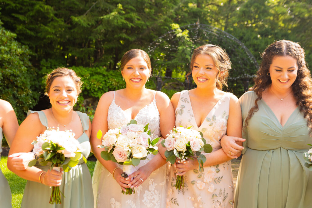 Bride and sister enjoying the moment together.