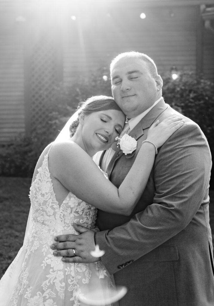 The bride and groom take in the moment of being married.