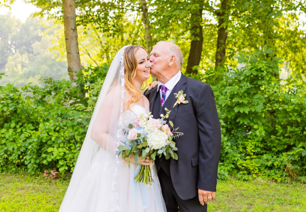 Bride and her father on her wedding day.