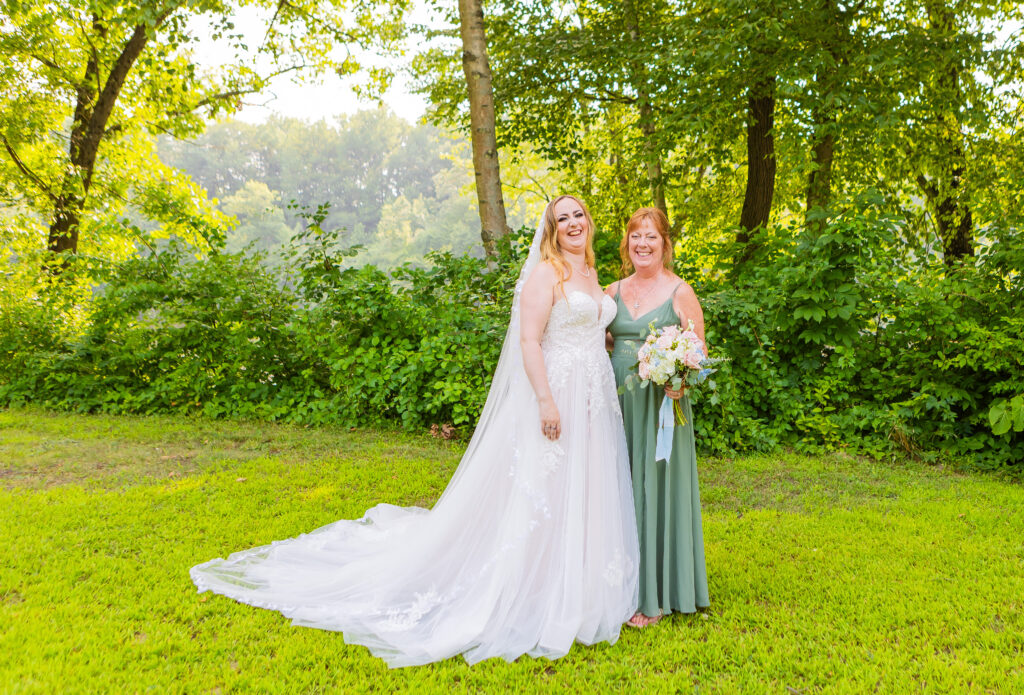 Mother and the bride on their wedding day.