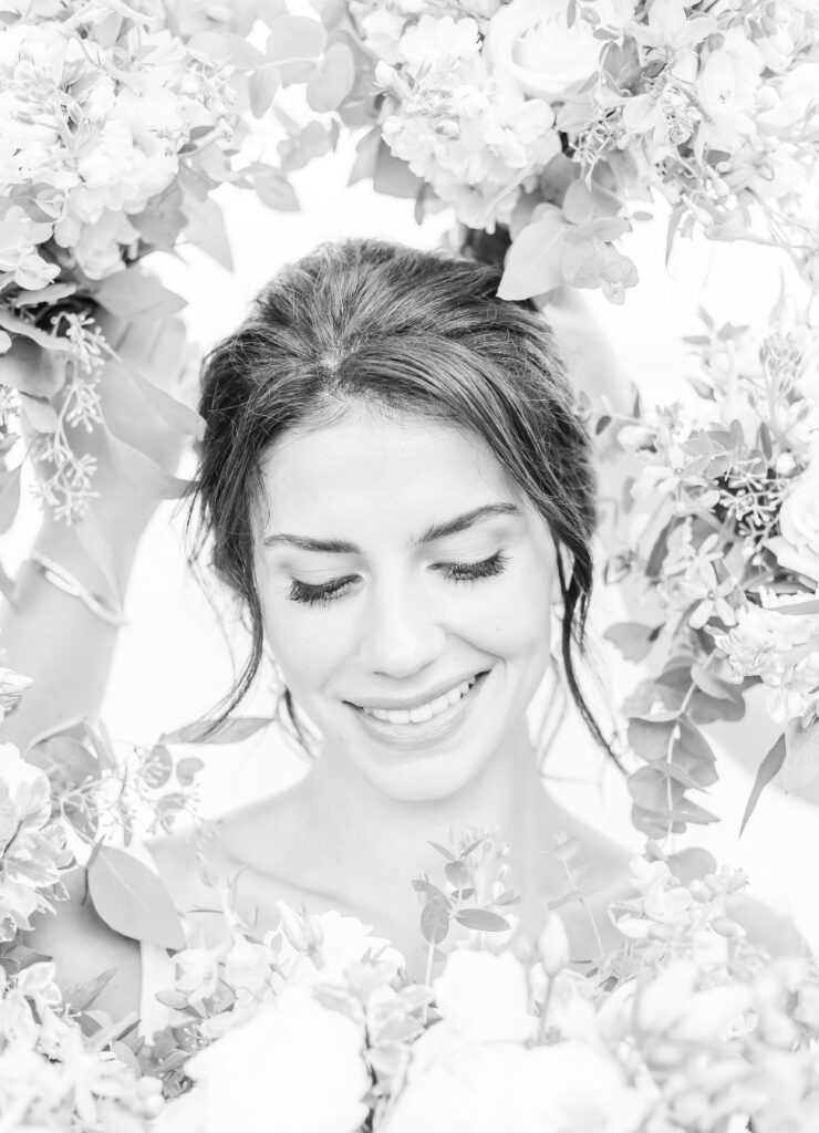 Bride at her waterfront wedding venue in New Hampshire