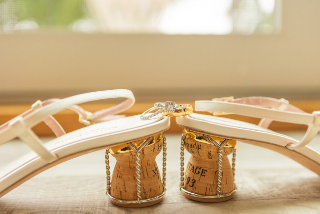 cork bottle wedding shoes