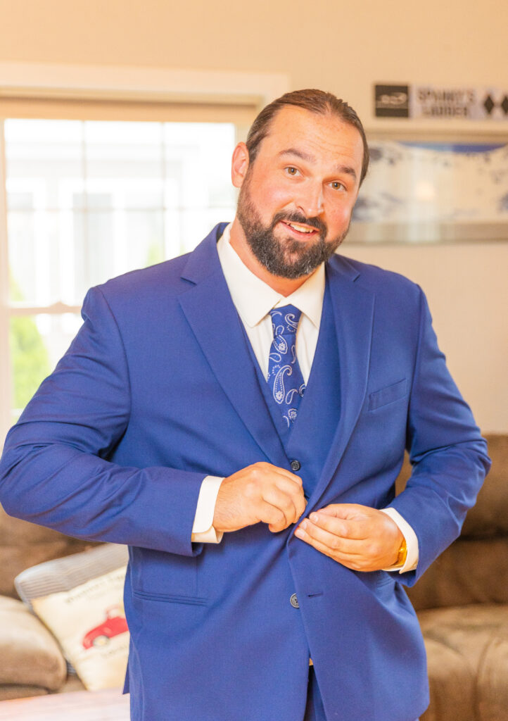 Groom getting ready for his northern NH wedding