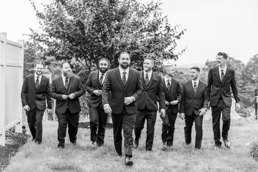 Groomsmen walking together