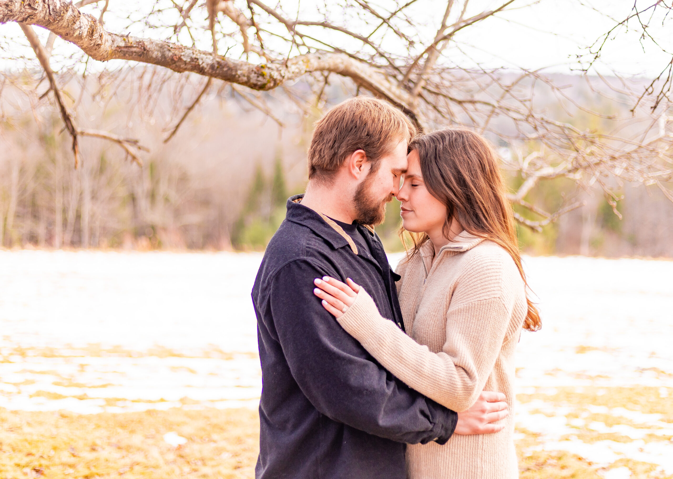 Engagement session in Newport NH at the Greatful Dane Lodge