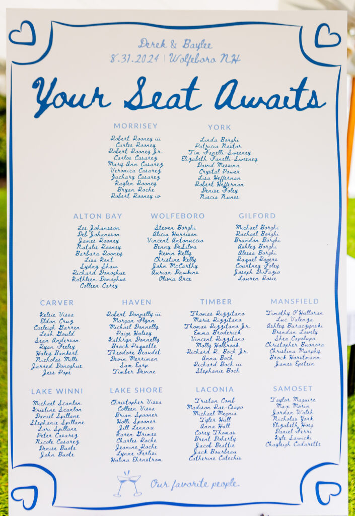 seating chart at a wedding