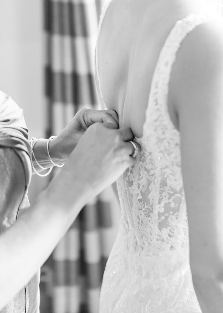 finishing touches on wedding day