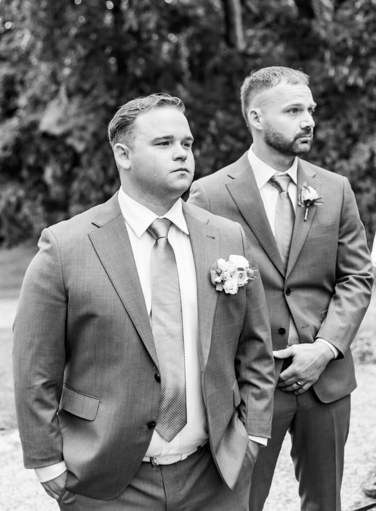 groom getting emotional during NH wedding ceremony