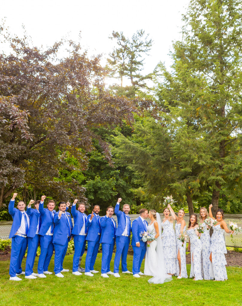 wedding party cheering at the wolfeboro inn
