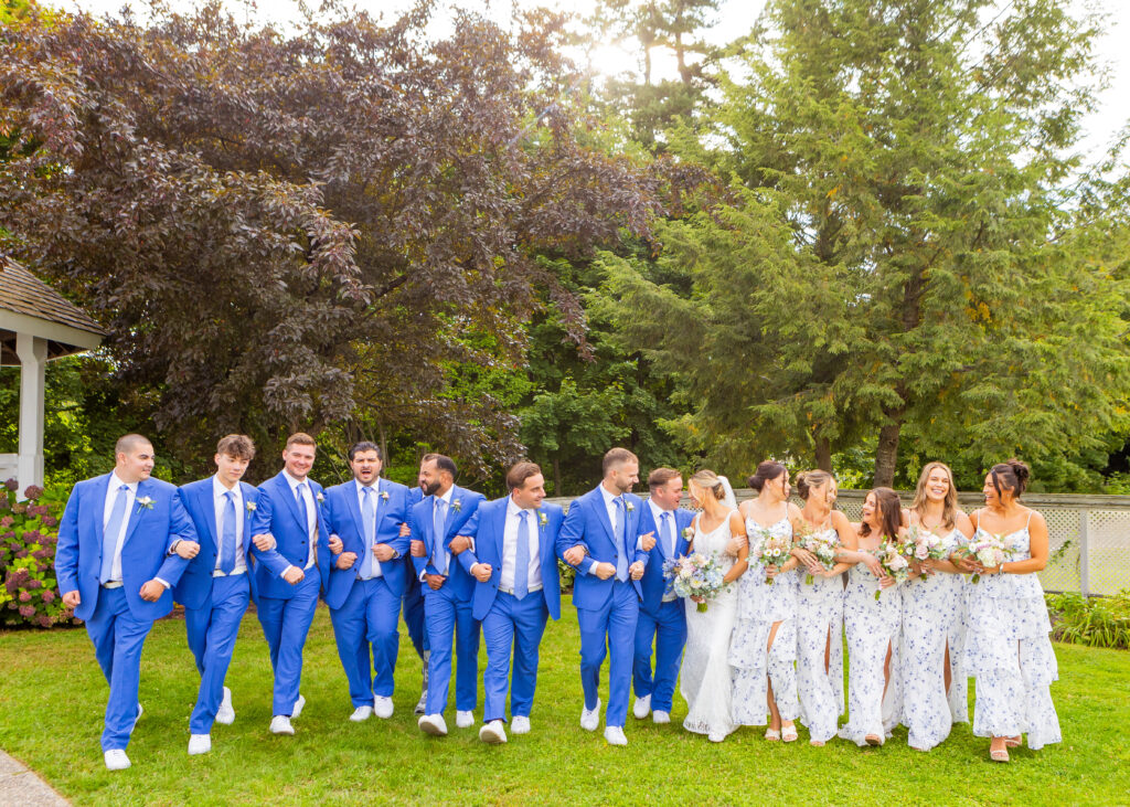 wedding party walking together