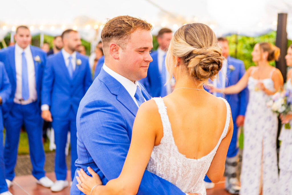 groom admiring his new wife