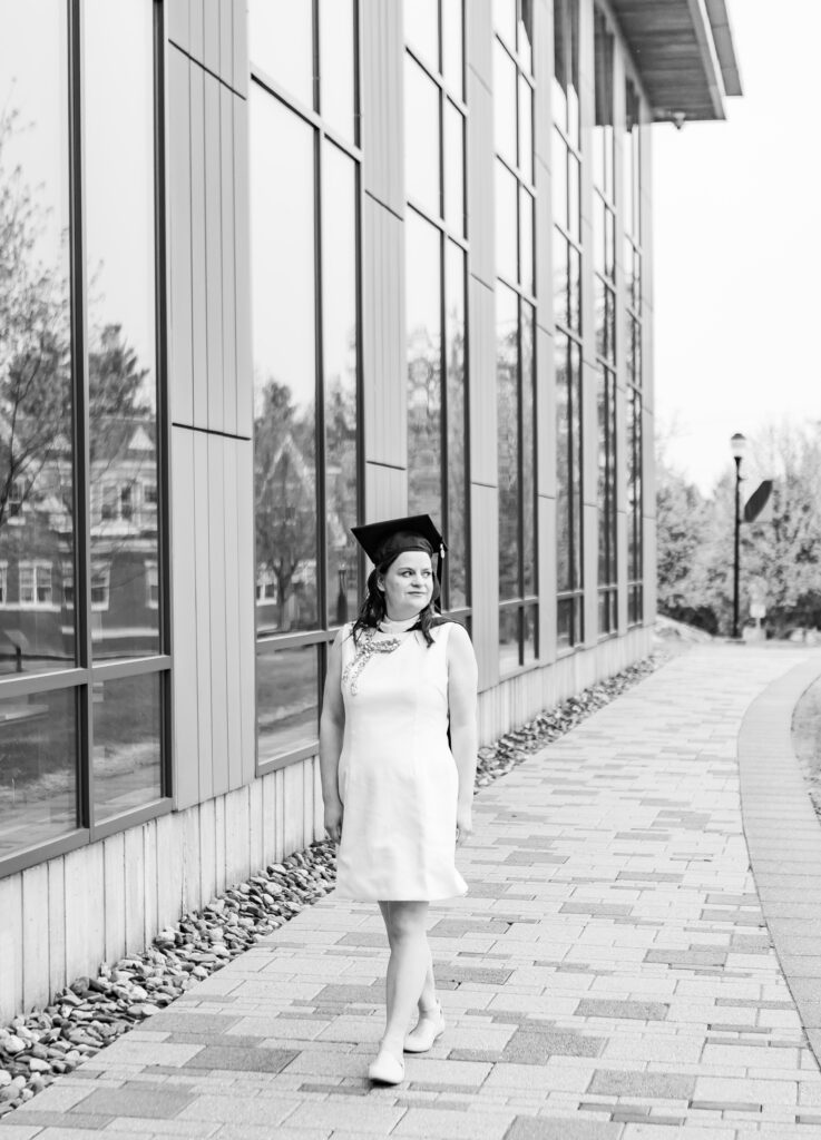 grad photos at SNHU at the Shapiro Library in Manchester, NH