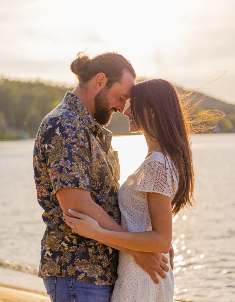 A golden hour engagement session on Lake Winnipesaukee.