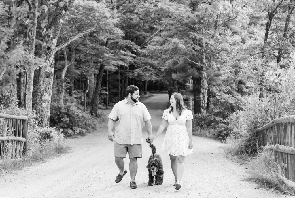 White Mountains engagement photos with a dog.