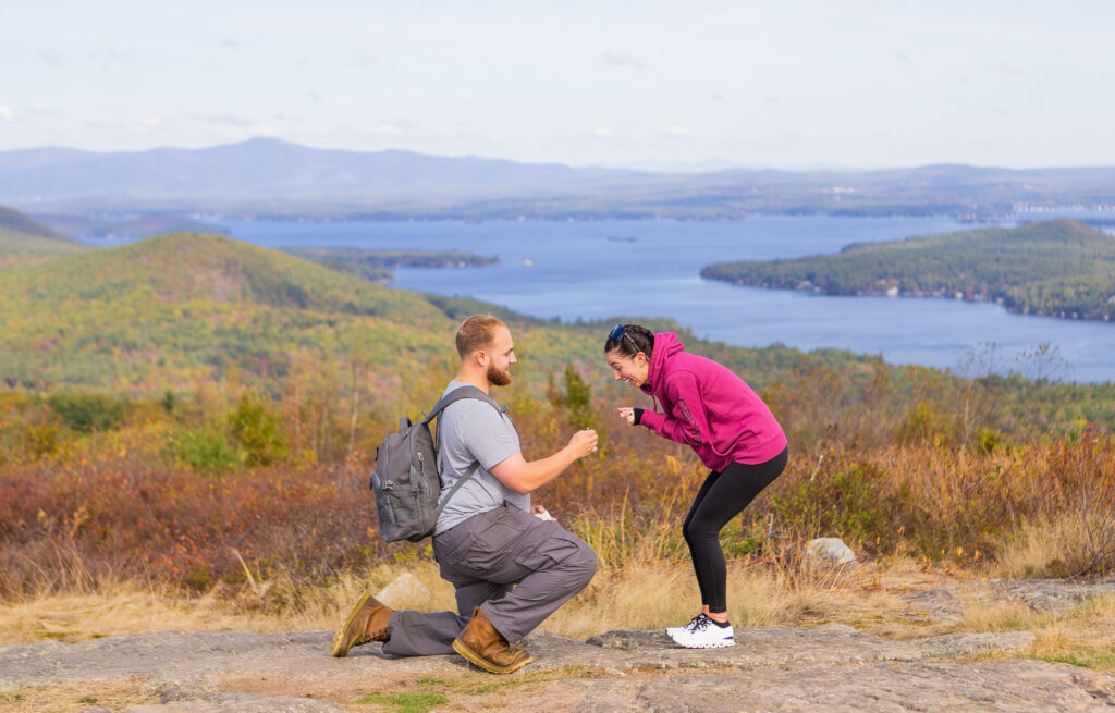 Engagement session at Mount Major in Alton, NH.