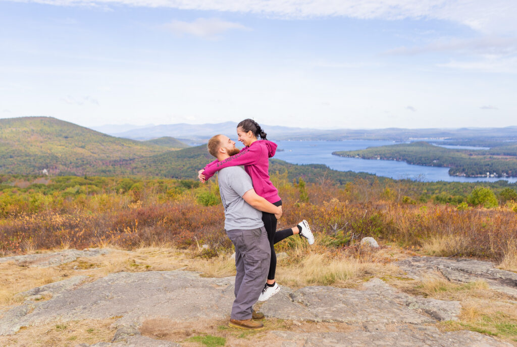 An engagement session at Pine Mountain in Alton, New Hampshire.