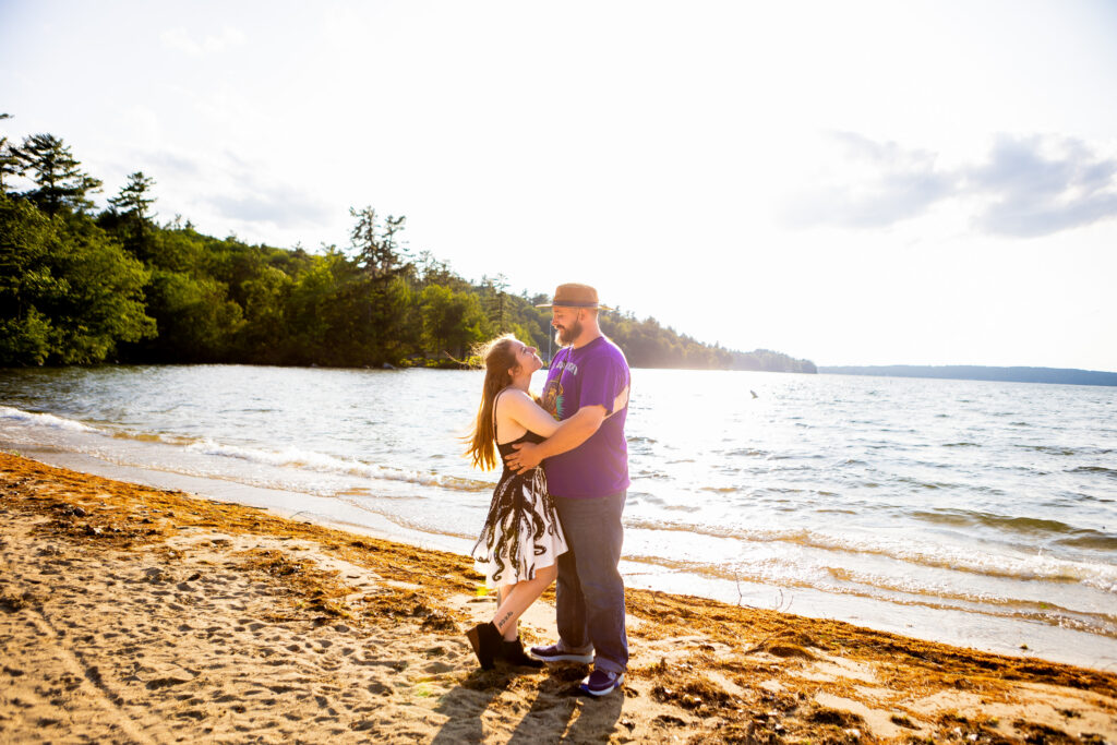 Engagement session at Carry Beach in Wolfeboro, New Hampshire.