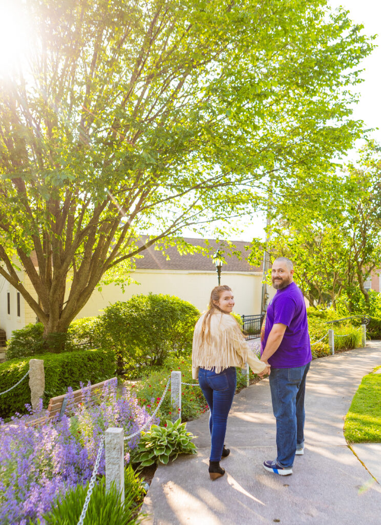 Golden hour engagement session at the Town Docks in Wolfeboro, NH.
