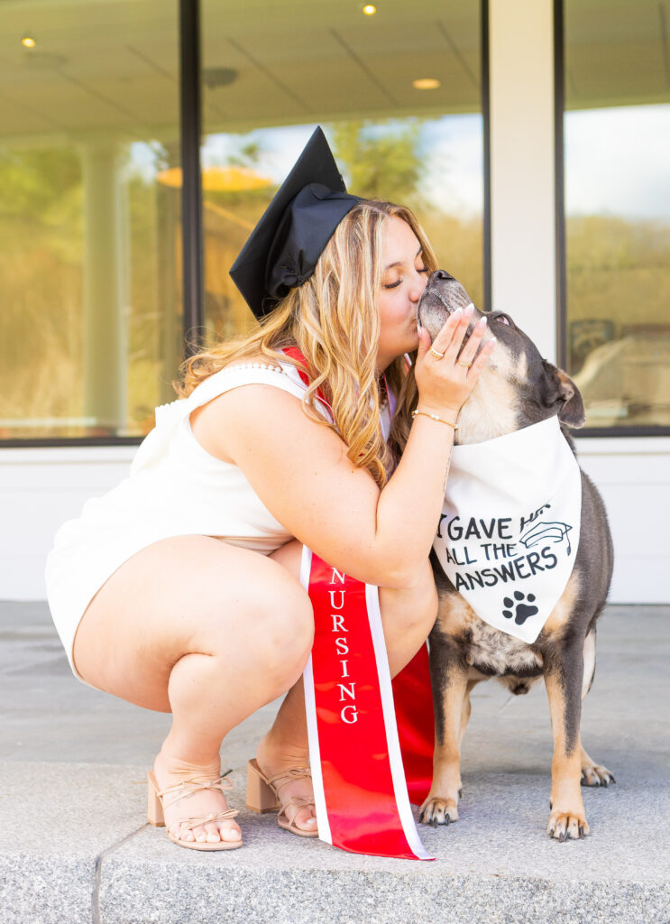 Dog at a NH college graduation session